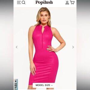Popilush Vibrant Pink Midi Dress